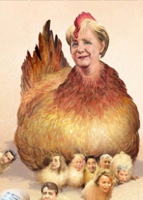 Merkel als Henne